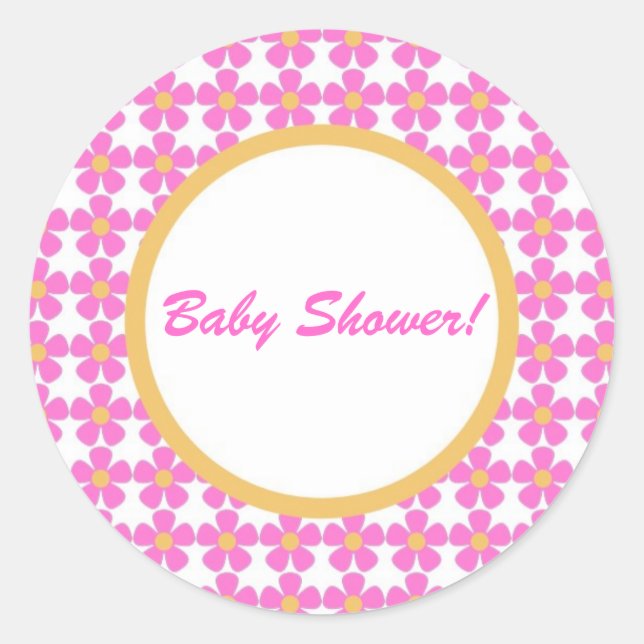 Redonda Pegatina de flores de Baby Shower (Anverso)