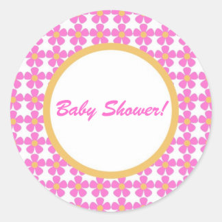 Redonda Pegatina de flores de Baby Shower