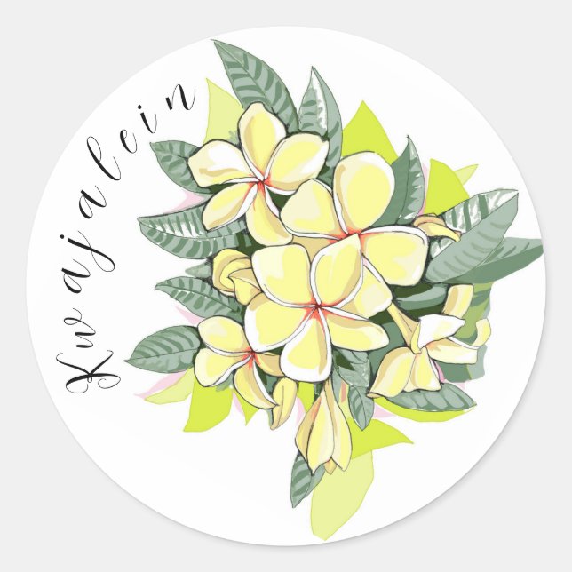 Redonda Pegatina de flores de Kwaj (Anverso)