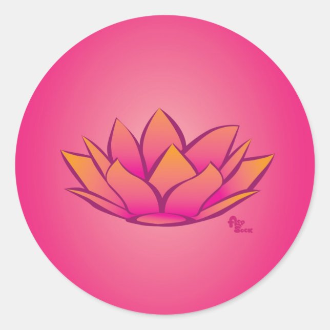 Redonda Pegatina de flores de Lotus (Anverso)
