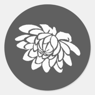 Redonda Pegatina de flores de Lotus (gris)