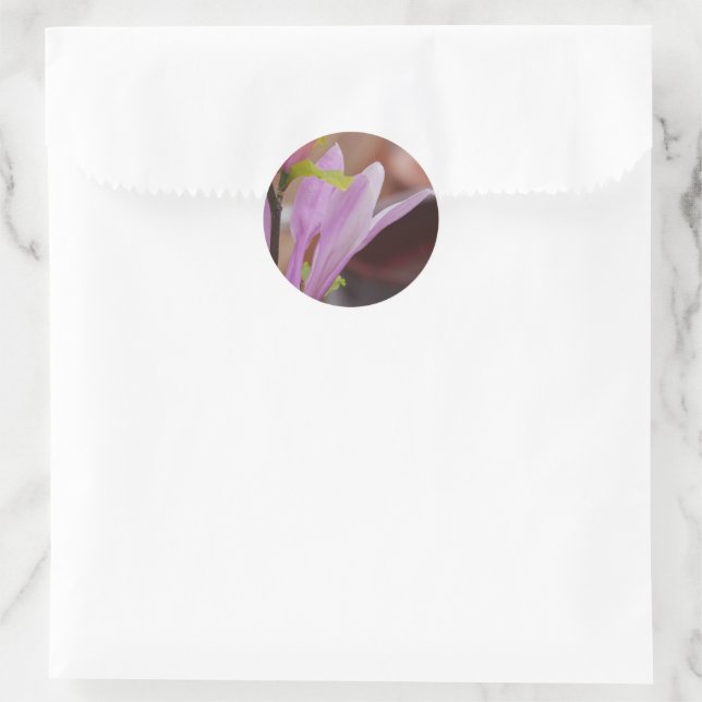 Redonda Pegatina de flores de magnolia rosa (Bolso)