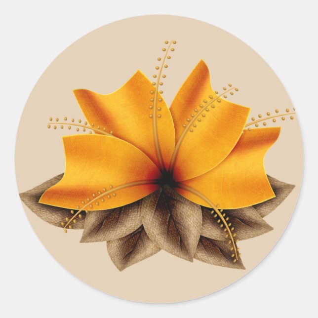 Redonda Pegatina de flores de otoño (Anverso)