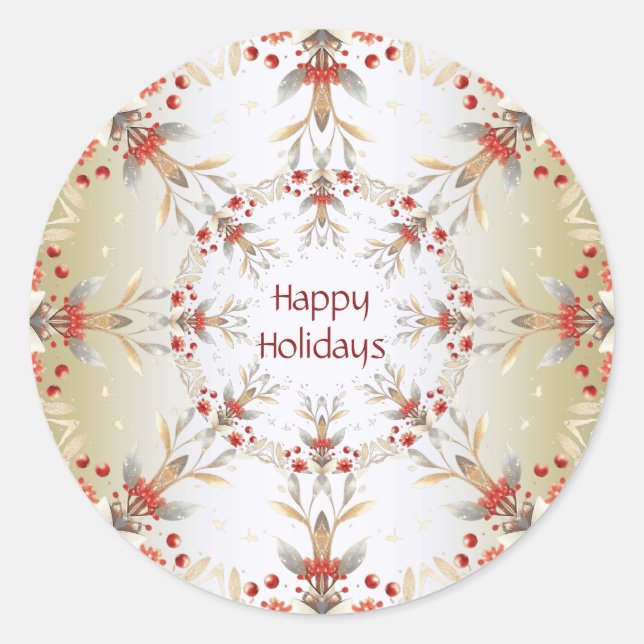 Redonda Pegatina de flores de vacaciones modernas (Anverso)