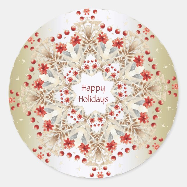 Redonda Pegatina de flores de vacaciones modernas (Anverso)