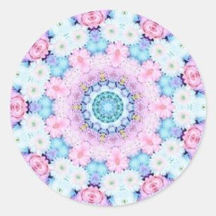 Redonda Pegatina de flores dulces pastel