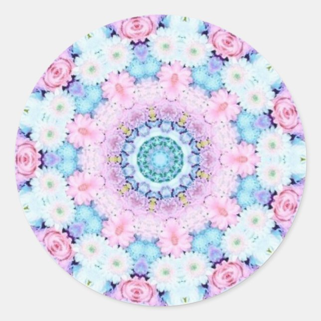 Redonda Pegatina de flores dulces pastel (Anverso)