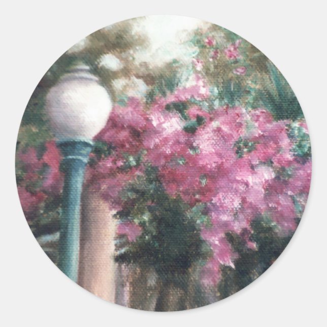 Redonda Pegatina de flores en cascada (Anverso)