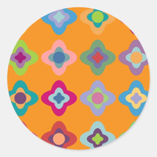 Redonda Pegatina de Flores Escandinavas (Anverso)