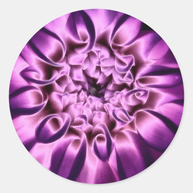 Redonda Pegatina de flores moradas (Anverso)