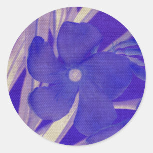 Redonda Pegatina de flores moradas azules