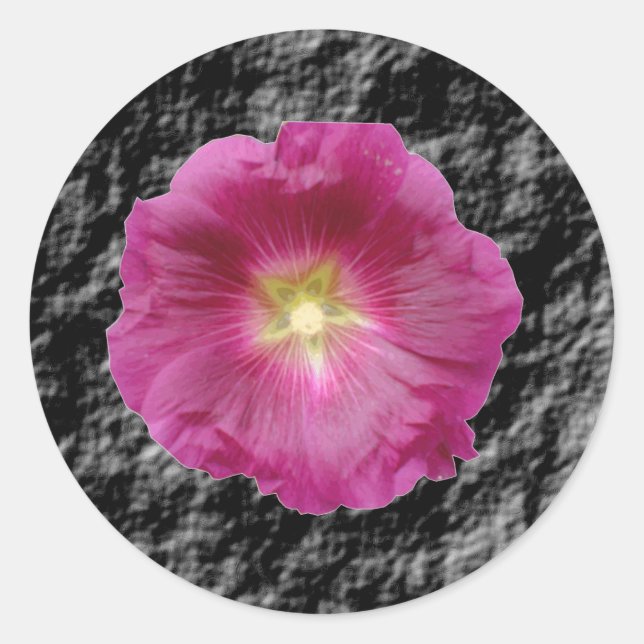 Redonda Pegatina de flores Purple Hollyhock (Anverso)