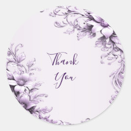 Redonda Pegatina de flores púrpura de estilo