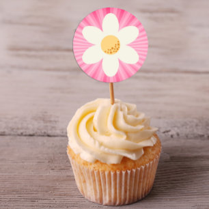 Redonda Pegatina de flores Retro Daisy   Boho Flora de Gro