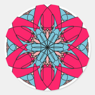 Redonda Pegatina de flores rosadas calientes