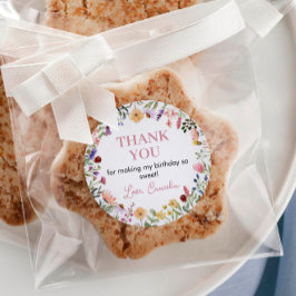 Redonda Pegatina de flores silvestres Labels Birthday Baby