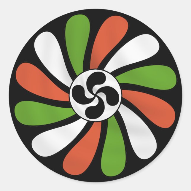 Redonda Pegatina de flores vascas (Anverso)