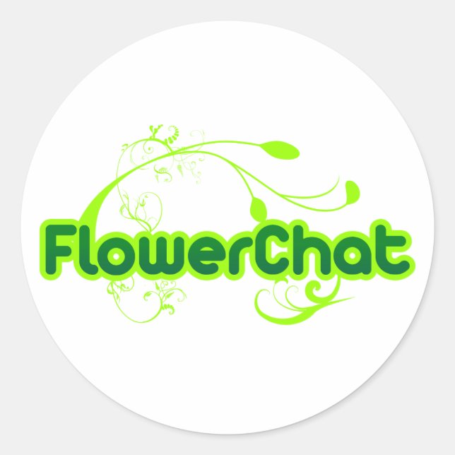Redonda Pegatina de FlowerChat 3" (Anverso)
