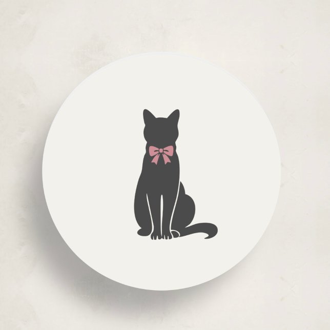 Redonda Pegatina de Foca Gato Clásico Elegante (Subido por el creador)