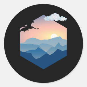 Redonda Pegatina de fondo del dragón volador libre D20