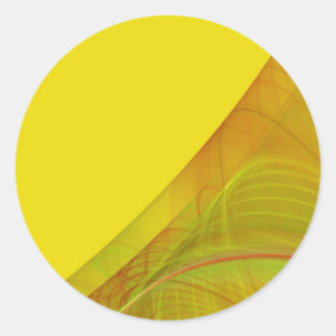 Redonda Pegatina de fondo fractal amarillo