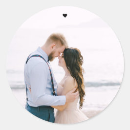 Redonda Pegatina de foto de boda Simple Modern Heart