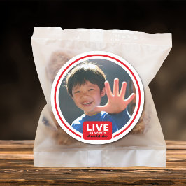 Redonda Pegatina de foto de tubo de cumpleaños