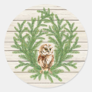 Redonda Pegatina de fotografía de Country Rustic Wood