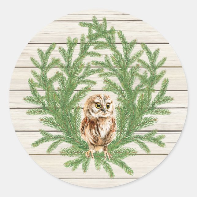 Redonda Pegatina de fotografía de Country Rustic Wood (Anverso)