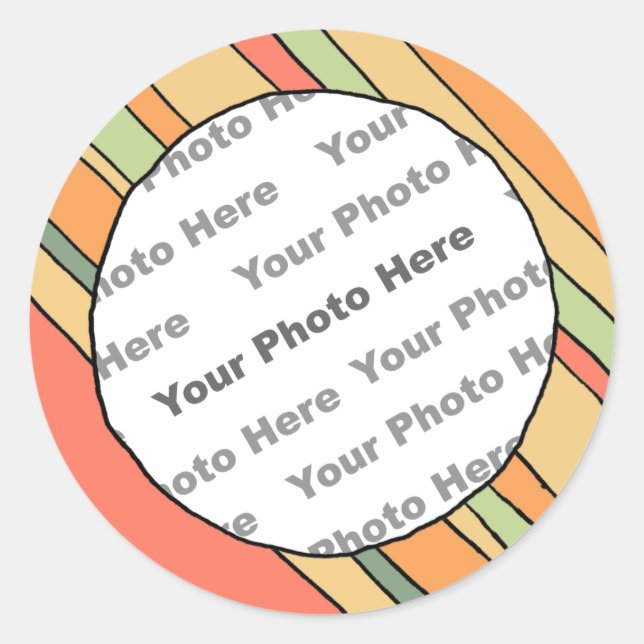 Redonda Pegatina de fotos Personalizado de franjas funky (Anverso)