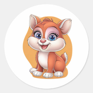 Redonda Pegatina de Fox Adorable - Diseño Animal Personali