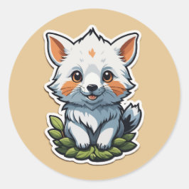 Redonda Pegatina de Fox Cub Adorable - Arte Animal Salvaje