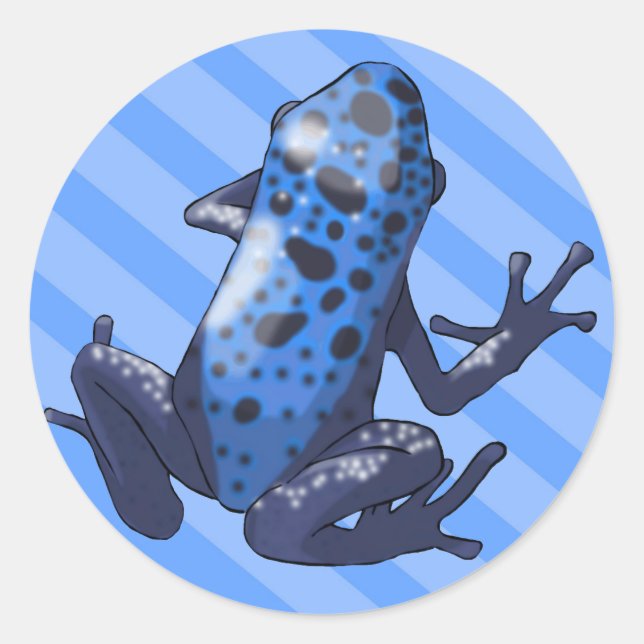 Redonda Pegatina de franja azul Dart Frog (actualizado) (Anverso)
