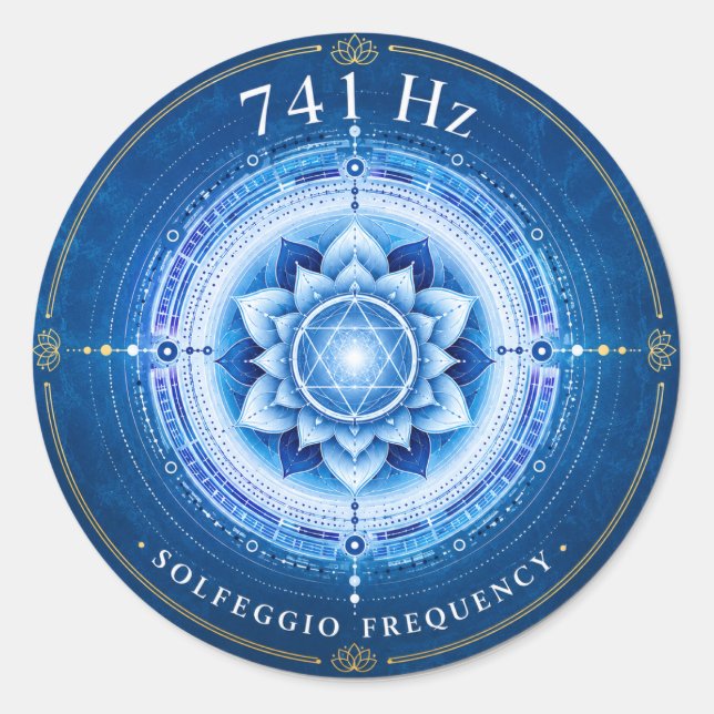 Redonda Pegatina de Frecuencia Solfeggio 741 Hz (Anverso)