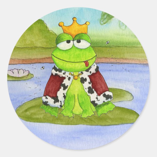 Redonda Pegatina de Frog Prince (Anverso)