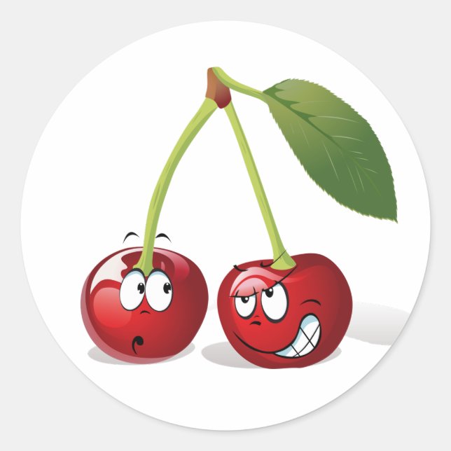 Redonda Pegatina de fruta de cereza Personalizado (Anverso)