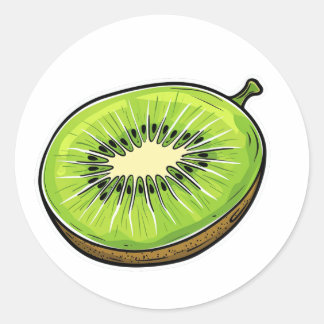 Redonda Pegatina de fruta de Kiwi - ¡Fresca y divertida!