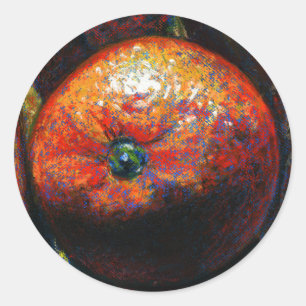 Redonda pegatina de fruta naranja