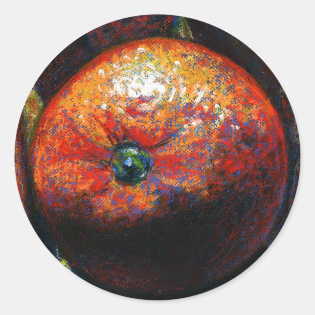 Redonda pegatina de fruta naranja (Anverso)