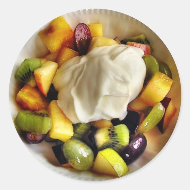 Redonda Pegatina de fruta y yogur (Anverso)