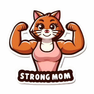 Redonda Pegatina de Fuerte Mamá Gata – Regalo Divertido pa