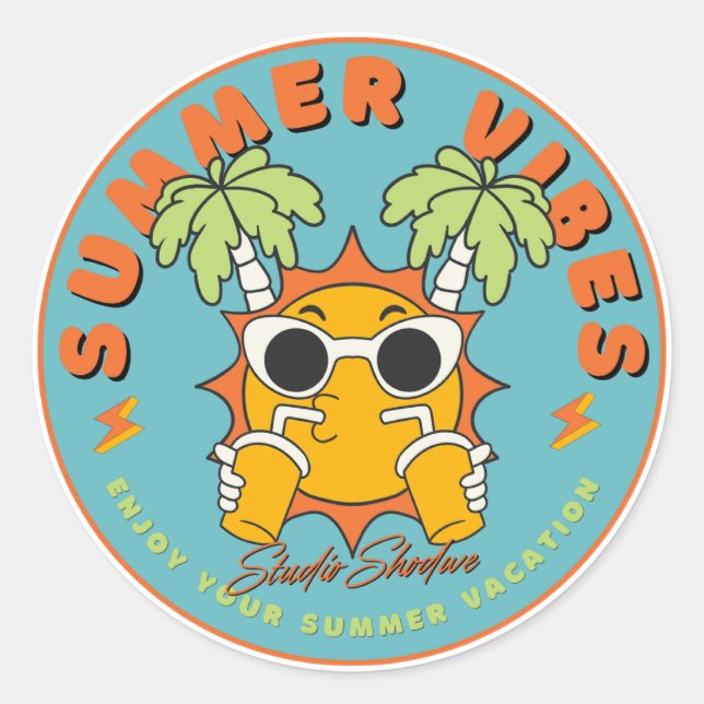 Redonda Pegatina de Fun Vibes (Anverso)