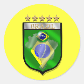 Redonda Pegatina de fútbol de 5 estrellas de Brasil