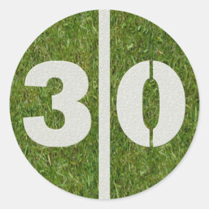Redonda pegatina de Fútbol de cumpleaños número 30