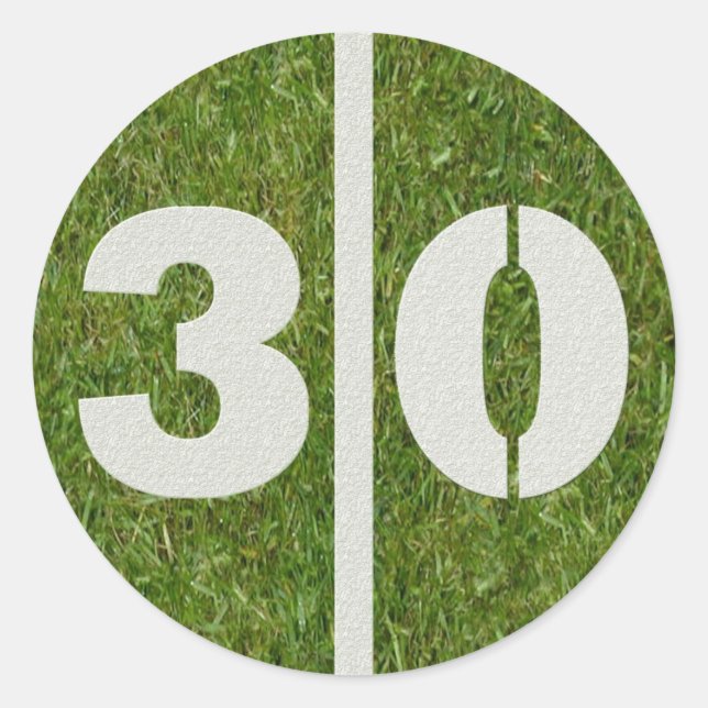 Redonda pegatina de Fútbol de cumpleaños número 30 (Anverso)