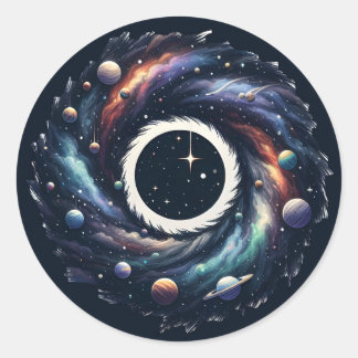 Redonda Pegatina de Galaxia Swirl Midnight
