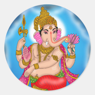 Redonda Pegatina de Ganesha Bailando 