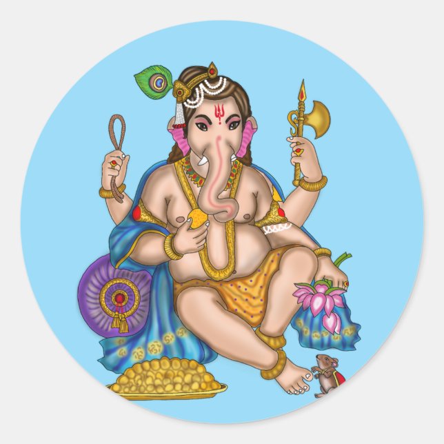 Redonda Pegatina de Ganesha niño  (Anverso)