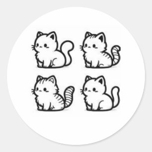 Redonda pegatina de gatito lindo