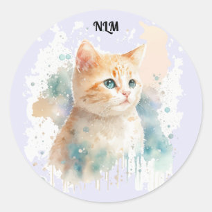 Redonda Pegatina de gatitos pintados